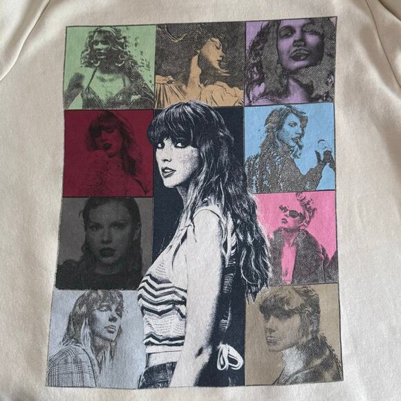 Official Taylor Swift The Eras Tour Cream Hoodie Size XL Multicolor Graphic Back - Picture 5 of 5
